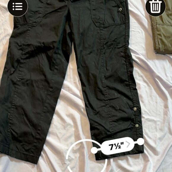 TWO pairs Caffe Marrakesh Cargo Capri Pants -1 Black & 1 Brownish Green SIZE 6 - Picture 9 of 12